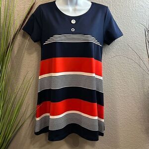 #173 Max&Rina, red/white/blue striped short sleeve top size small